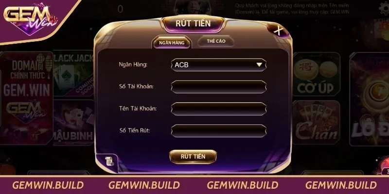 Rút tiền Gemwin về ngân hàng